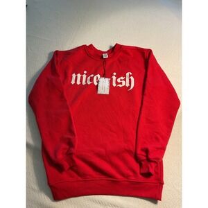 Better Together Nice-ish Sweatshirt XS Red Graphic Crew Neck‎ Pullover NWT